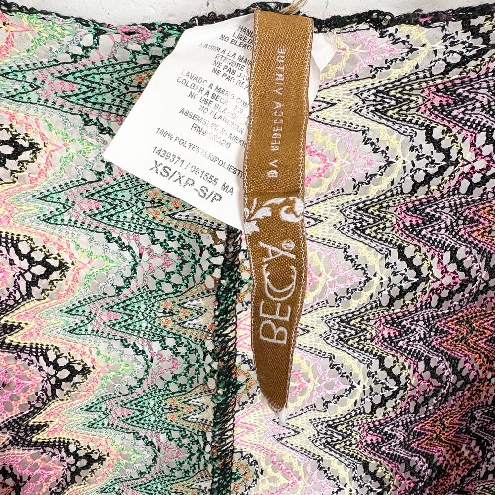 Becca by Rebecca Virtue Solstice Crochet Tunic Stripe Swim Cover Up Size XS - Picture 7 of 10